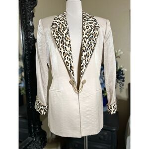 Solini New York Animal Print Rhinestone Jacket Size 12